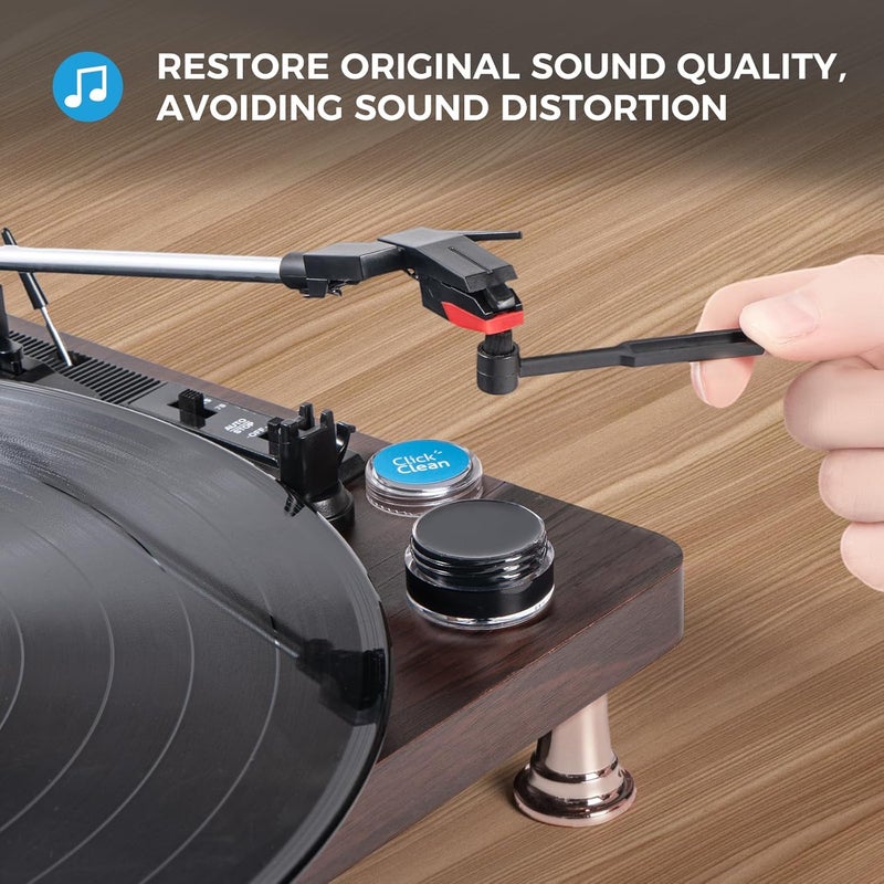 CLICK CLEAN 8 in 1 Vinyl Record Cleaning Kit - Velvet Cleaning Brush,Stylus Brush,0.21 oz Turntable Needle Cleaning Gel,2.1oz Cleaning Fluid,Mini-Microfiber Brush,Air Blower,Microfiber Cleaning Cloth - Image 3